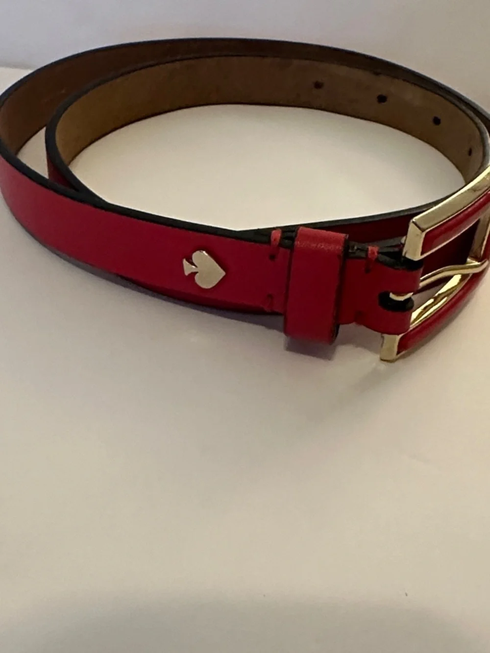 Kate Spade New York In The Loop Red Genuine Leather Bow Belt - Size Small